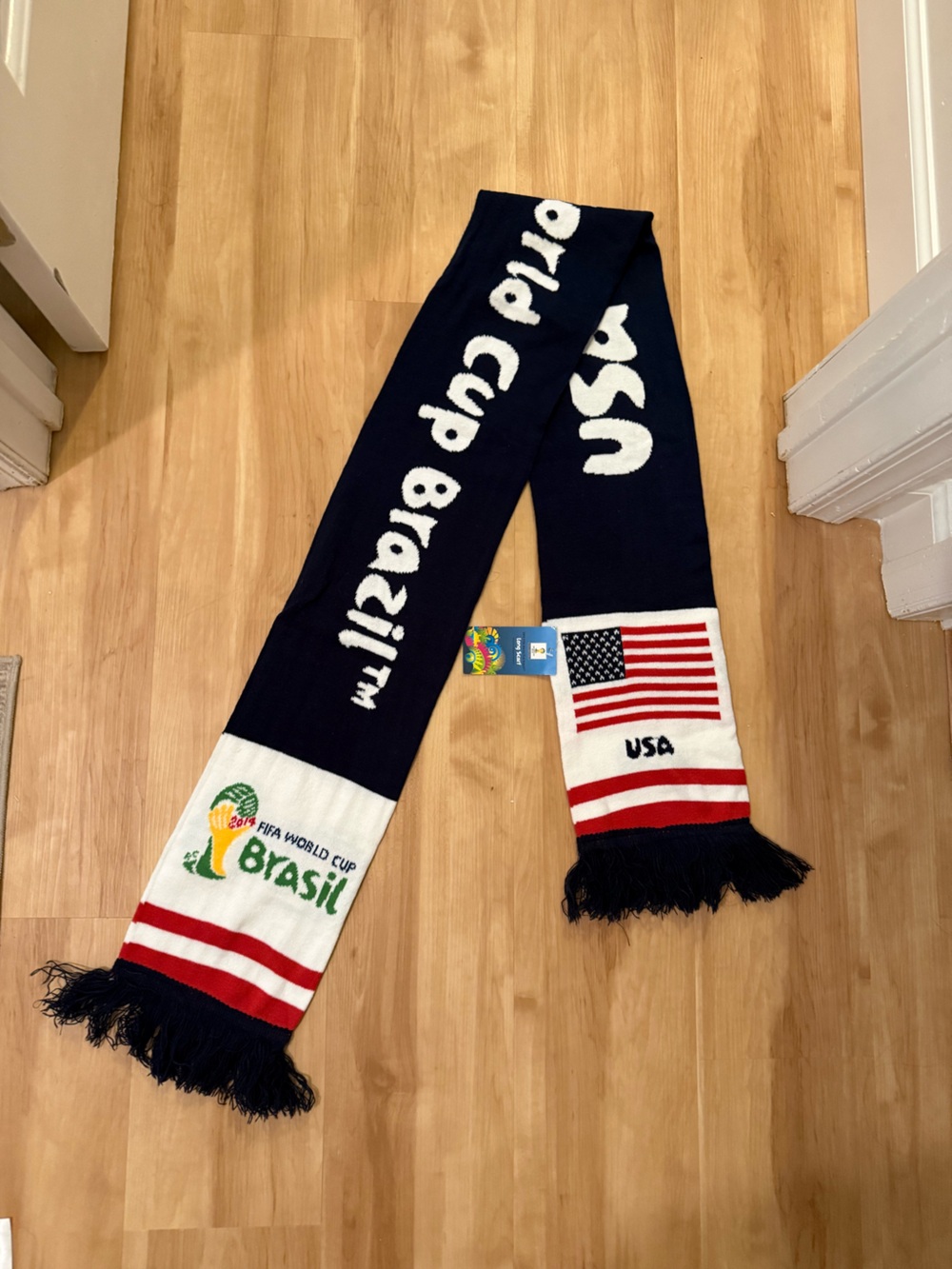 USA Navy and White World Cup Brasil Fan Scarf